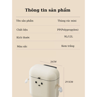 Thùng Rác Dễ Thương Cho Phòng Tắm – Nhựa PP Cao Cấp, Dán Tường Tiện Dụng Buna.
