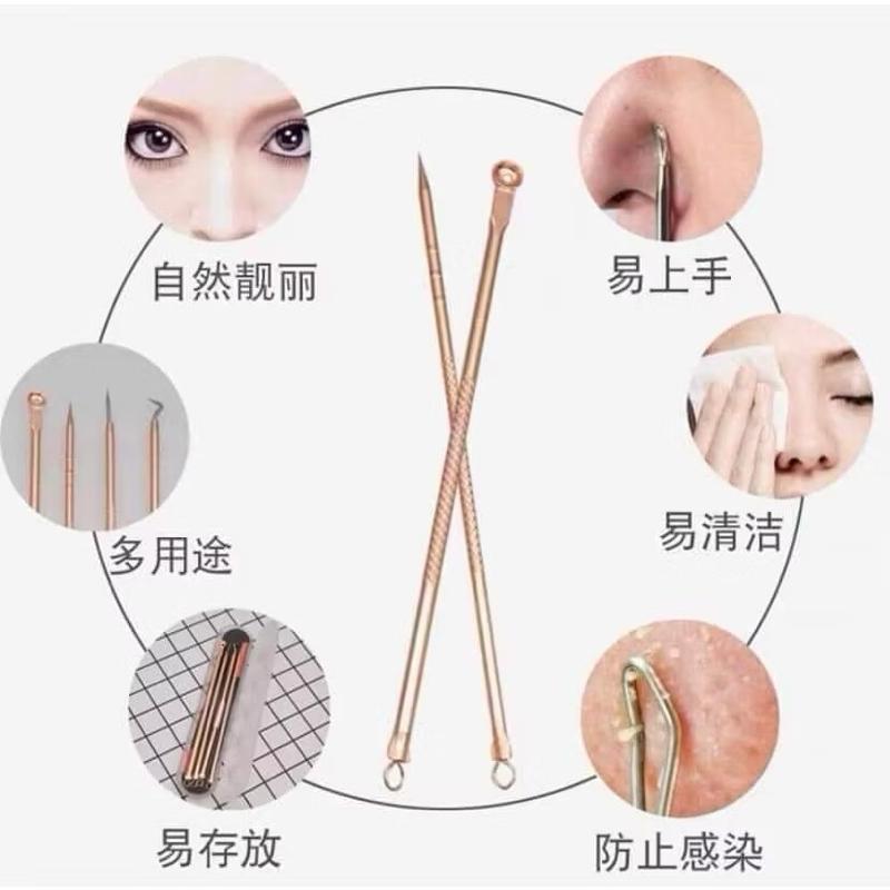 Bộ lặn mụn 4 cây 8 đầu cao cấp  thép không rỉ an toàn tiện dụng lặn hầu hết các loại mụn ..