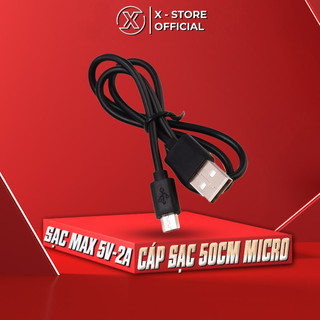 Cáp sạc điện thoại Micro USB 50cm, dây sạc ngắn cho sạc dự phòng, sạc nhanh 2.4A, siêu gọn - DS50CM