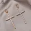 Bông tai chữ thập pha lê Zircon thời trang dành cho nam giới Gothic Punk Hip Hop Crucifix Dangle Bông tai trang sức dự tiệc [Mina]