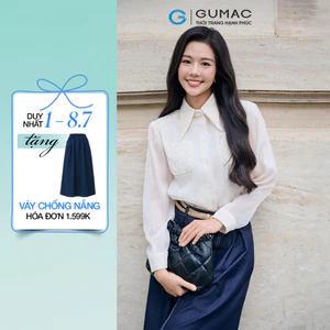 Áo sơ mi GUMAC form suông có phối ren ở túi trước áo may hai lớp AF12026