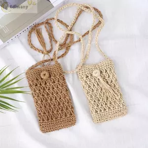 Túi Điện Thoại Di Động EDIWANY, Túi Vuông Nhỏ Kaki Màu Be Túi Đeo Ngang, Kích Thước Mini Phong Cách Boho Ví Dệt Tay Cho Nữ Bé Gái