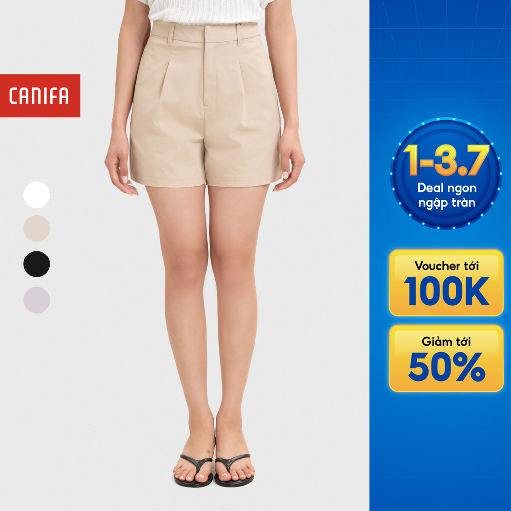 Quần short kaki nữ CANIFA ống rộng dáng suông tôn dáng 6BS26S015