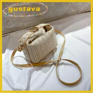 Túi cói GUSTAVA, Xô dệt ống hút phong cách Bohemian, Dây đeo vai cổ điển Ví dệt nữ