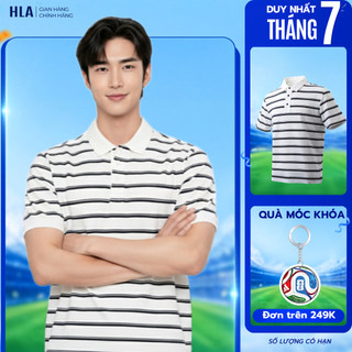[BÁN CHẠY] Áo POLO Nam HLA Cao Cấp Đứng Form, Hoạ Tiết Kẻ Sọc Đen, Thấm Hút & Thoáng Khí