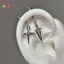 < Honeyba > Thời Trang Mới Đeo Chéo Xương Móng Tay Sáng Bóng Zircon Hợp Thời Trang Bông Tai Dành Cho Nữ Phụ Kiện Xuyên Cơ Thể Đẹp