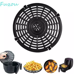 Chảo chiên không khí FUJIOU, Thảm chiên không khí màu đen vuông, Bộ phận giá tròn Không chứa BPA Khay thay thế giỏ chống dính