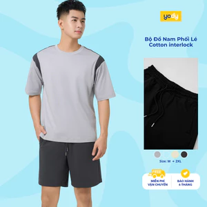 Bộ đồ nam YODY set đồ thun áo phối vai, quần short trẻ trung, vải cotton thoáng mát MCST25S056