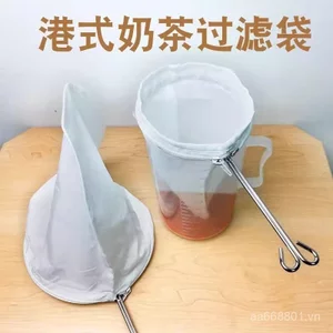 Kéo Túi Trà Trà Sữa Cửa Hàng Lọc Lưới Phong Cách Hồng Kông Dụng Cụ Thả Trà Đen Mịn Bộ Đặc Biệt Pha Trà Thép Vòng Túi Vải HXFC