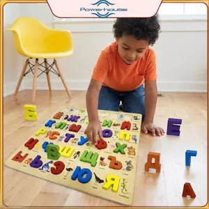 POWER Bảng chữ cái Nga Chữ cái Đồ chơi Montessori giáo dục bằng gỗ dành cho trẻ mới biết đi Hoạt động học tập tại nhà sớm.