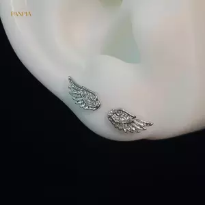 PNPIA- 3 Chiếc Thời Trang Pha Lê Zircon Cánh Bông Tai Nữ Ngọt Ngào Mát Sang Trọng Sáng Bóng Đôi Cánh Thiên Thần Giọt Nước Mặt Dây Chuyền Bông Tai