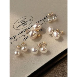 1 Cặp Tối Giản Phong Cách Pháp Trắng Phẳng Tròn Bun Giả Ngọc Trai Bông Tai Thanh Lịch Vintage Cao Cấp Bông Tai Thích Hợp Cho Nữ Mặc Hàng Ngày Và Ngày Lễ