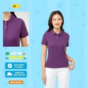 Áo polo nữ s.cafe basic YODY vải cafe dệt hình tổ ông siêu thấm hút mát mẻ APN6254