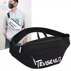 Túi đeo ngực GIL, Túi thắt lưng nam bằng vải Polyester Nylon dung tích lớn, Túi đeo vai nam màu đen trắng đa chức năng thời trang nam nữ