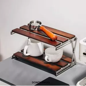 Kệ để bàn DONOVANQQ, Giá đỡ cốc cà phê bằng gỗ nguyên khối thiết kế có thể gập lại, Giá lưu trữ nhiều tầng tiết kiệm không gian nhiều tầng có thể gập lại Giá để đồ tổ chức tại nhà
