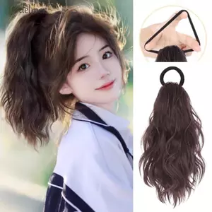 DELMER Đuôi Ngựa Tóc Nối Dài, Tổng Hợp Với Dây Cao Su Xoăn Sóng Lớp Đuôi Ngựa, Phụ Kiện Tóc Giả Tự Nhiên Lông Tơ Tóc Giả Sử Dụng Hàng Ngày