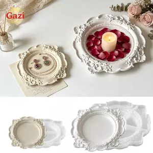 Khuôn Đúc Nhựa Silicon Châu Âu Giảm Tròn Không Độc Hại 1 Cái Cho DIY Thạch Cao Coaster Khay Làm Trang Trí Nhà [VN]