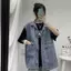 Áo khoác denim không tay nữ hàng hóa Áo Vest dáng rộng Hàn Quốc Retro Xanh Denim