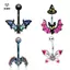 Nhẫn buộc bụng bằng thép không gỉ Punk Halloween dành cho nữ Cô gái Cá tính Bat Ghost Skeleton Rốn Nhẫn Trang sức xuyên cơ thể [Mina]