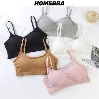 Áo bra nữ mút mỏng cotton co dãn tập thể thao gym, Áo lá học sinh không gọng 3 nấc cài tiện lợi B727