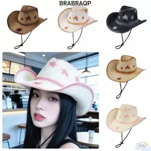 Mũ chống nắng BRARAA, Mũ cao bồi Westren thoáng khí, Mũ rơm vành rộng có thể gập lại thời trang dành cho nam