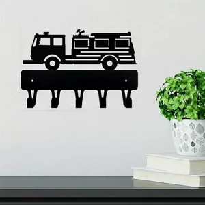 HELLOYOUNG Xe Cứu Hỏa Kim Loại Treo Tường Móc Treo Khăn Giá Treo Áo Sắt Nghệ Thuật Mặt Dây Chuyền Trang Trí Tường Nhà Trang Trí