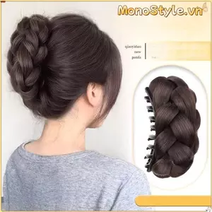MONOSTYLE Bun Head Tóc Giả, Nâu Lông Tơ Tóc Bun Móng Vuốt Kẹp, Thời Trang Tự Nhiên Tổng Hợp Tóc Đen Nữ