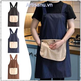 Yếm nướng bánh nấu ăn ARTISANU, Tạp dề nhà bếp chống bẩn lưng chéo, Di động với khăn tay có thể tháo rời Đồng phục nhà hàng không tay chống nước phổ thông