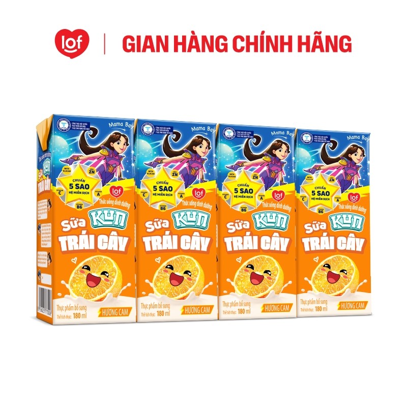 Sữa trái cây KUN vị cam thùng 48 hộp x 180ml