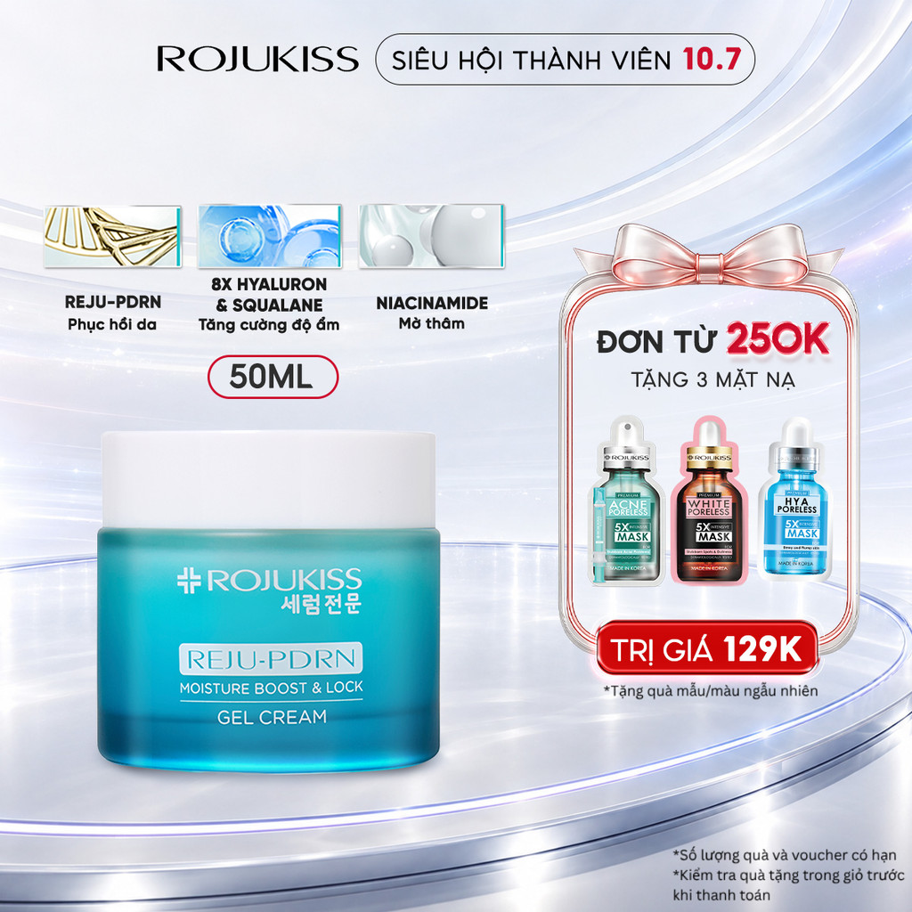Kem Dưỡng Ẩm Dạng Gel Cấp Nước REJU-PDRN Rojukiss REJU-PDRN Moisture Boost Lock Gel Cream 50 Ml