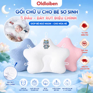 Oldlaiben - Gối Chữ U Cho Bé Sơ Sinh, Có Dây Rút Điều Chỉnh, 5 Đầu, Giúp Bé Ngủ Ngon, Cho Mùa Hè