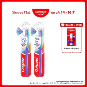 Bộ 2 bàn chải Colgate Slimsoft Ortho lông chải mềm mại xếp hình U cho người niềng răng