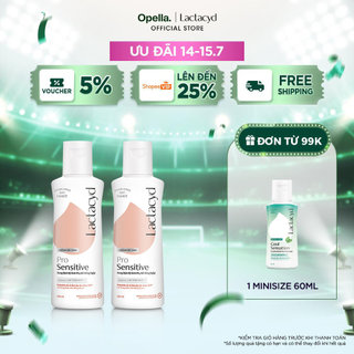 Bộ 2 chai Dung Dịch Vệ Sinh Phụ nữ Lactacyd Pro Sensitive Cho Da Nhạy Cảm 150ml/ chai