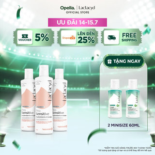 Bộ 3 chai Dung Dịch Vệ Sinh Phụ Nữ Lactacyd Pro Sensitive Cho Da Nhạy Cảm 250ml/chai