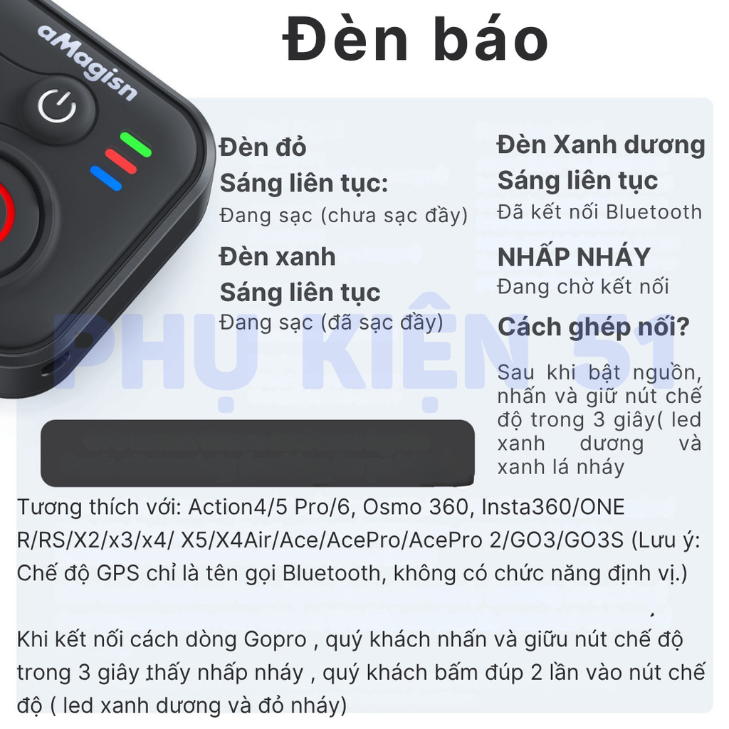 Remote aMagisn đa năng kết nối Gopro Insta360 DJI điều khiển từ xa | BigBuy360 - bigbuy360.vn