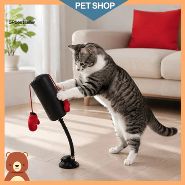 Sp Đồ chơi giảm căng thẳng cho mèo lo âu Đồ chơi cho mèo trong nhà Đồ chơi túi đục lỗ có găng tay lủng lẳng Đế cốc hút – Tập thể dục cho mèo trong nhà Tinh thần để hoạt động