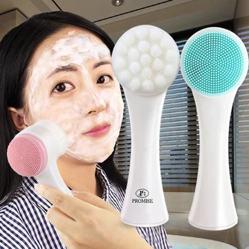 Bán buôn Bàn chải rửa mặt bằng silicon 3d Hướng dẫn sử dụng Bàn chải rửa mặt Rửa mặt Máy làm sạch tóc mềm Bàn chải Massage hai mặt