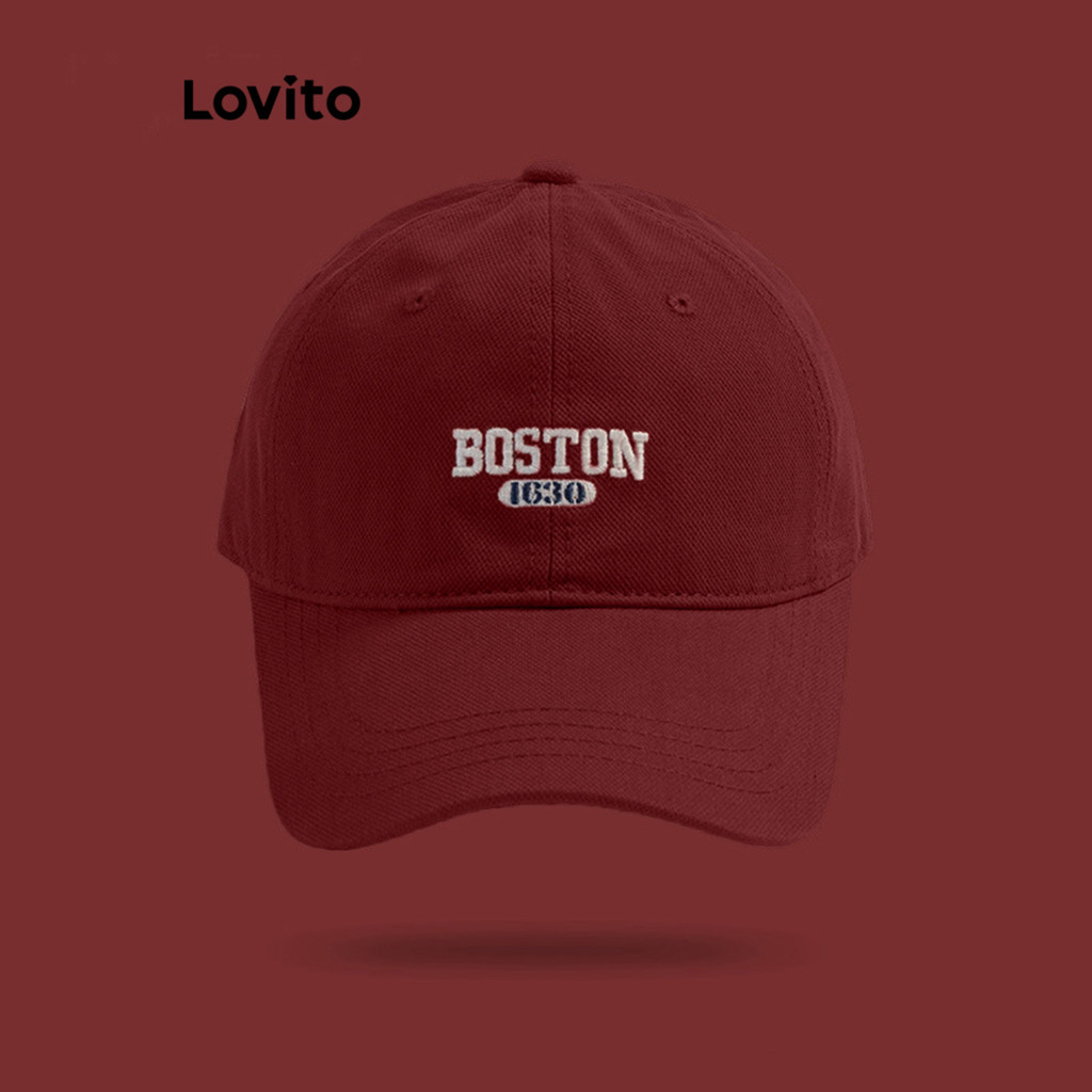 Lovito Mũ lưỡi trai bóng chày Boston chữ Phong cách thường ngày dành cho nữ LFA09617