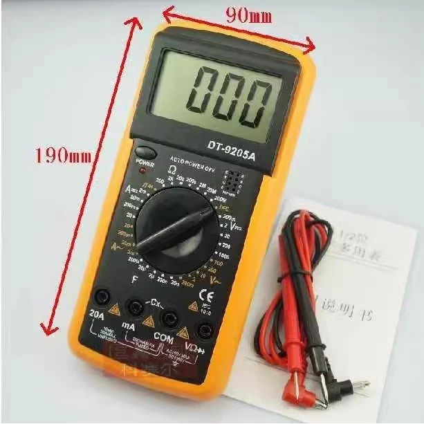 Thợ điện DT9205A Đồng hồ vạn năng điện tử có độ chính xác cao Đồng hồ vạn năng kỹ thuật số Đồng hồ vạn năng chống cháy Đai tắt tự động AEG
