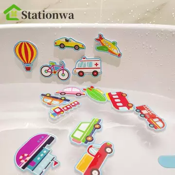 STATIONWA Phòng Tắm Chơi Trò Chơi Nước Đồ Chơi, EVA Xe Thuyền Trẻ Em Xếp Hình Đồ Chơi Tắm, Đồ Chơi Chơi Nước DIY Miếng Dán Đồ Chơi Mềm Giáo Dục Sớm Cho Bé Đồ Chơi Xếp Hình Đồ Chơi Quà Tặng Vui Nhộn