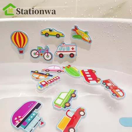 STATIONWA Phòng Tắm Chơi Trò Chơi Nước Đồ Chơi, EVA Xe Thuyền Trẻ Em Xếp Hình Đồ Chơi Tắm, Đồ Chơi Chơi Nước DIY Miếng Dán Đồ Chơi Mềm Giáo Dục Sớm Cho Bé Đồ Chơi Xếp Hình Đồ Chơi Quà Tặng Vui Nhộn