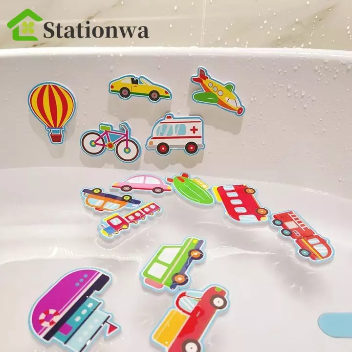 STATIONWA Phòng Tắm Chơi Trò Chơi Nước Đồ Chơi, EVA Xe Thuyền Trẻ Em Xếp Hình Đồ Chơi Tắm, Đồ Chơi Chơi Nước DIY Miếng Dán Đồ Chơi Mềm Giáo Dục Sớm Cho Bé Đồ Chơi Xếp Hình Đồ Chơi Quà Tặng Vui Nhộn