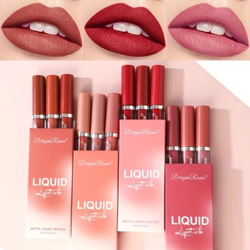 Matte Lip Gloss 3 Bộ Son Bóng Không Phai Màu Son Bóng Bộ Chống Dính Cup Son Môi Son Bóng Dễ Dàng Màu Màu Khỏa Thân Son Bóng Bộ
