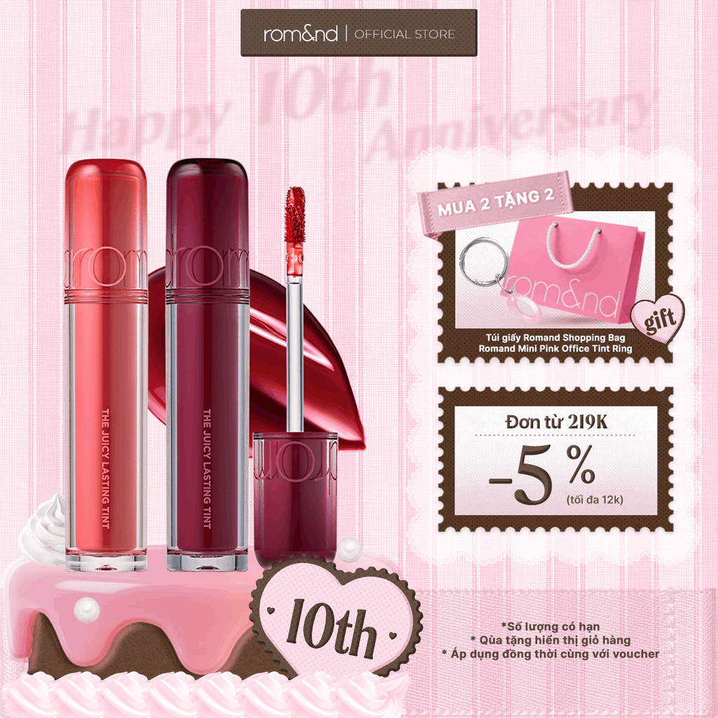 [Rom&nd] Son Tint Romand The Juicy Lasting Tint Zero Căng Mọng Môi 3.5g Mỏng Nhẹ Trong Veo, Bền Màu, Không Bết Dính