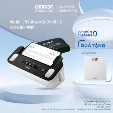 Máy đo huyết áp và Điện tâm đồ ECG Omron HEM 7530T giúp cảnh báo rối loạn nhịp tim, đột quỵ