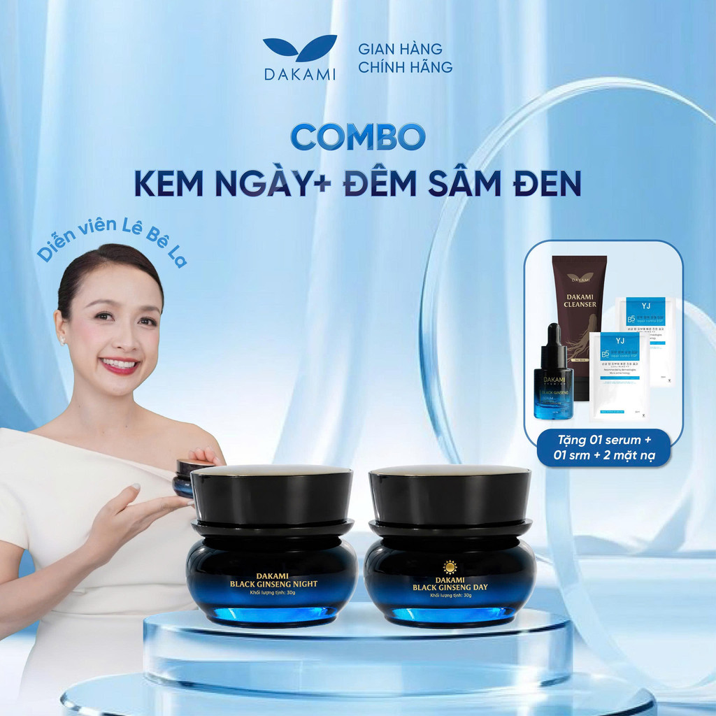 [Mua 2 Tặng 4] Combo Ngày Đêm Kem sâm đen Dakami Black Ginseng - Làm mờ nếp nhăn, ngăn ngừa lão hóa, dưỡng sáng da