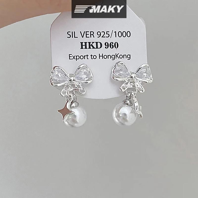 Newwellknownepic 1 Cặp Phong Cách Hàn Quốc Xanh Zircon Ngôi Sao Mặt Trăng Bông Tai Dành Cho Nữ Tinh Tế Ngọt Ngào Dễ Thương Tính Khí Bông Tai Trang Sức Cưới VN