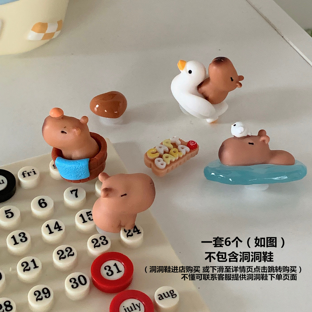 Phụ kiện lỗ khóa giày Capybara Ins dễ thương, phù hợp cho Crocs, DIY, tháo rời, kèm hoa