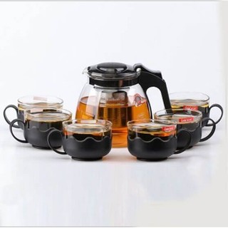 [2 IN1] Bình Lọc Trà Thủy Tinh 1300ml Sang Trọng-Bộ Bình Lọc Trà Thủy Tinh Kèm 4 Ly Lưới Lọc Inox 304