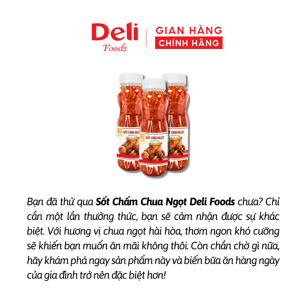 Xốt Chua Ngọt Thái Lan Deli Foods 350g, Xốt chấm chua ngọt con gà Thái Lan, Nước chấm chua ngọt